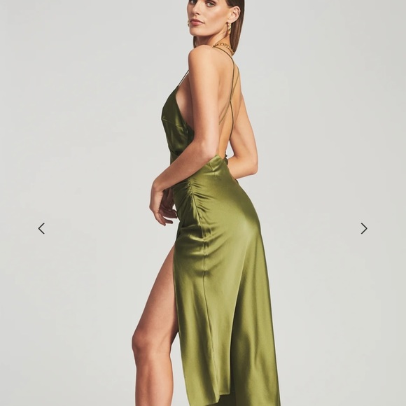 Emma Silk Dress by SER.O.YA, Chartreuse, Size M - Picture 5 of 10